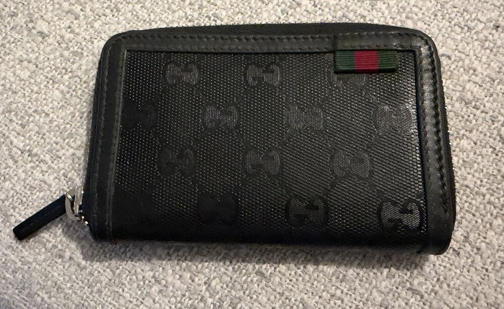 AUTHENTIC MEN’S GUCCI GG MONOGRAM CANVAS ZIP-AROUND WALLET COIN CASE 311905